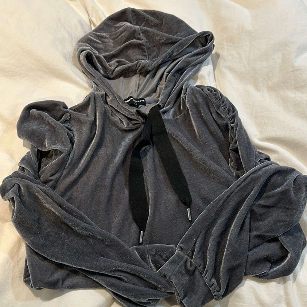 Generation love Velvet Puff Sleeve Hooded Top M
